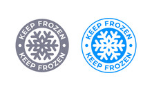 Keep Frozen Vector Food Product Package Label. Keep Frozen In Fridge, Snowflake Icon