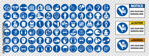 Symbol Safety Sign,Personal Protective Equipment (PPE) Isolate on transparent Ba Poster Mural XXL
