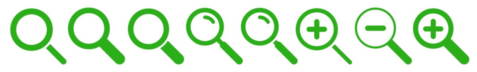Wall Mural - magnifying glass icon green | magnifier illustration | zoom symbol | loupe logo | view search magnif