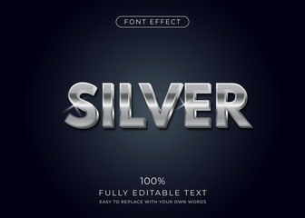 silver text effect. editable font style