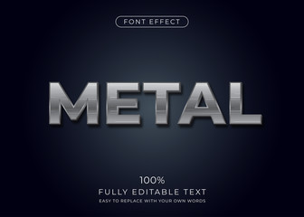 Fototapete - Metal text effect. Editable font style