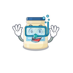 Wall Mural - cartoon character of mayonnaise wearing Diving glasses