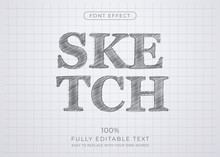 Pencil Sketch Text Effect. Editable Font Style