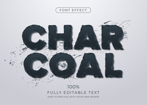 Eroded 3d charcoal text effect. Editable font style