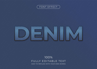 Poster - blue denim font effect. editable font style