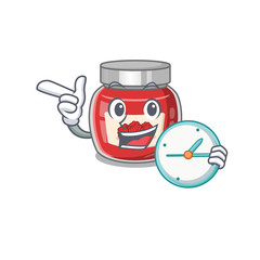 Sticker - cartoon character concept raspberry jam having clock