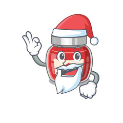 Sticker - Raspberry jam in Santa cartoon character style with ok finger