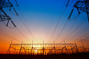 High voltage electric tower line