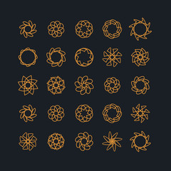 Set of abstract line flower icon