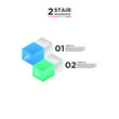 2 stair step timeline infographic element. Business concept with two options and number, steps or processes. data visualization. Vector illustration. isolated white background