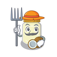 Sticker - Happy Farmer coconut butter cartoon picture with hat and tools