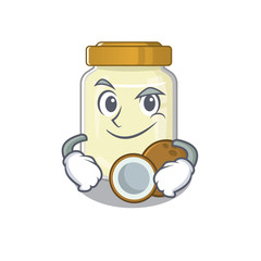 Sticker - Cool coconut butter mascot character with Smirking face