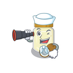 Sticker - A picture of coconut butter working as a Sailor with binocular