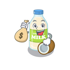 Sticker - Rich and famous coconut milk cartoon character holding money bag