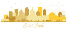 Saint Paul Minnesota City Skyline Silhouette With Golden Buildings Isolated On White.