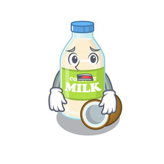 Sticker - A picture of coconut milk having an afraid face