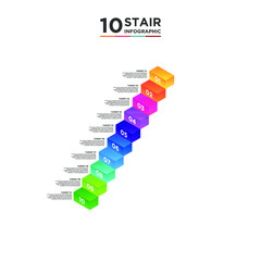 Wall Mural - 10 stair step timeline infographic element. Business concept with ten options and number, steps or processes. data visualization. Vector illustration.