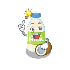 Poster - a clever coconut milk cartoon character style have an idea gesture