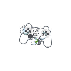 Poster - A mascot icon of white joystick making Thumbs up gesture