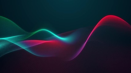 Poster - beautiful abstract wave technology digital network background with blue light digital effect corporate concept green red color