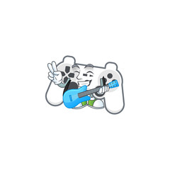 Poster - A cartoon character of white joystick playing a guitar