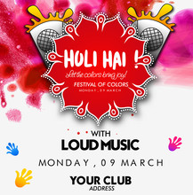 Illustration Of Colorful Background For Festival Of Colors Happy Holi Vector Elements For Card Design ,celebration Design With Hindi Text Meaning Holi Hai