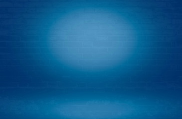 Wall Mural - blue brick wall design material mockup with workshop studio space background texture.