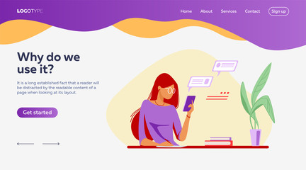 People using online apps set. Professionals using computers and cellphones for work or chat. Flat vector illustrations. Internet communication concept for banner, website design or landing web page