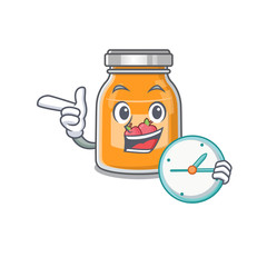 Wall Mural - cartoon character concept apple jam having clock