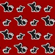 Vector seamless pattern of stylized mice or rats stickers on red background. For decoration, greeting cards, wrapping paper. Symbol 2020 year of the rat.