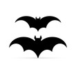 Bat set icon isolated on white. Animal silhouette. Collection stencil, Halloween symbol. Flying bat cartoon vampire. Vector stock illustration