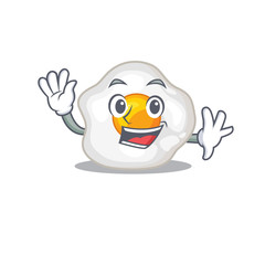 Canvas Print - Waving friendly fried egg mascot design style