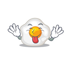 Wall Mural - Funny fried egg mascot design with Tongue out