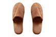 Brown home slippers isolated on white background. (clipping path)