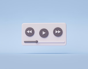 Aufkleber - audio Player interface with loading bar and additional buttons isolated on pastel blue background. modern minimal design. 3d rendering