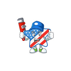 Sticker - Smiley Plumber USA star on mascot picture style