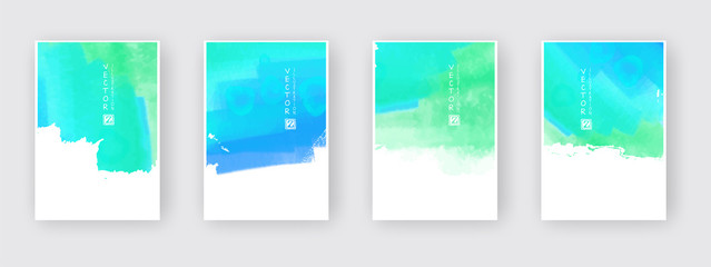 Poster template set. Hand drawn Watercolor stain background collection.