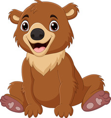 Sticker - Cartoon baby brown bear sitting