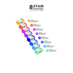 Wall Mural - 8 stair step timeline infographic element. Business concept with eight options and number, steps or processes. data visualization. Vector illustration.