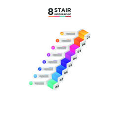 Wall Mural - 8 stair step timeline infographic element. Business concept with eight options and number, steps or processes. data visualization. Vector illustration.