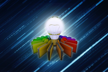 Poster - 3d rendering folder network with bulb