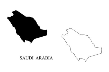 Wall Mural - saudi arabia map vector, isolated on white background. black template, flat earth. simplified, gener