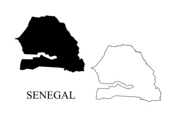 Wall Mural - senegal map vector, isolated on white background. black template, flat earth. simplified, generalize