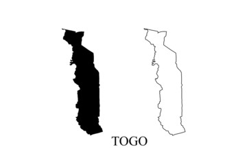 Wall Mural - togo map vector, isolated on white background. black template, flat earth. simplified, generalized w