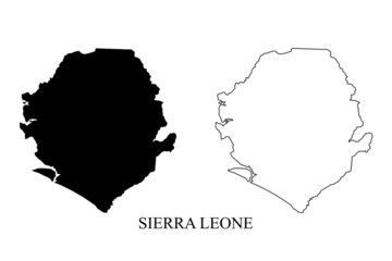 Wall Mural - sierra leone map vector, isolated on white background. black template, flat earth. simplified, gener