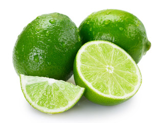 Wall Mural - Fresh lime on white background