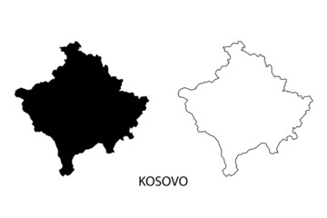 Wall Mural - kosovo map vector, isolated on white background. black template, flat earth. simplified, generalized