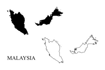Wall Mural - malaysia map vector, isolated on white background. black template, flat earth. simplified, generaliz