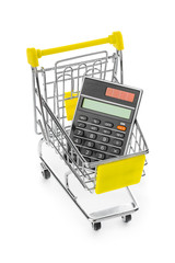 Wall Mural - Calculator in shopping cart