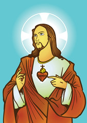 Wall Mural - The devotion to the Sacred Heart of Jesus